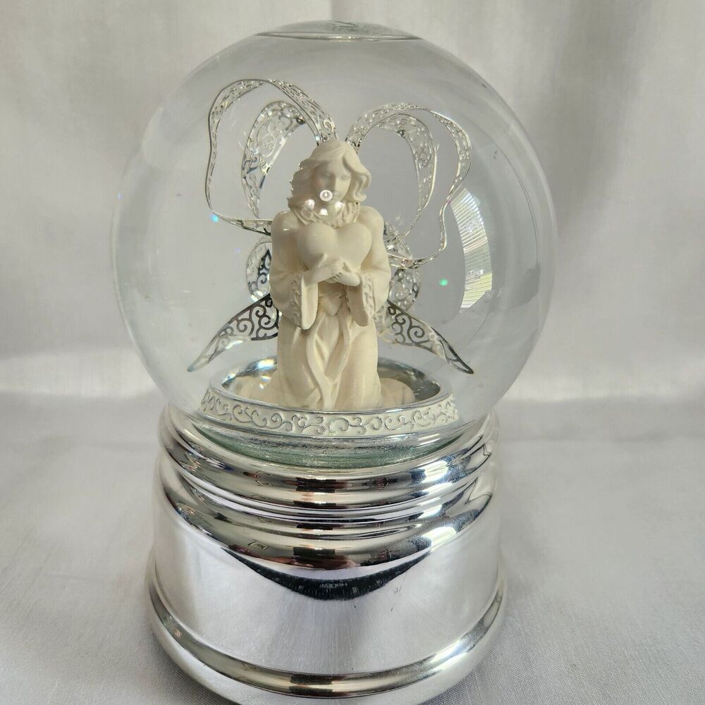 Danbury Falls Angel Water Globe With Music Box Plays‎ Amazing Grace 6.5" Tall